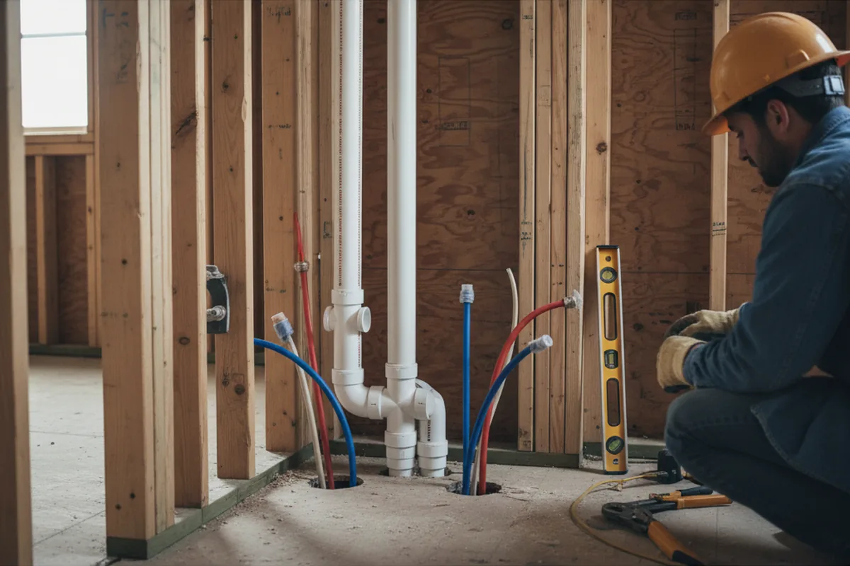 Drain and supply rough-in during Leak Detection in San Augustine
