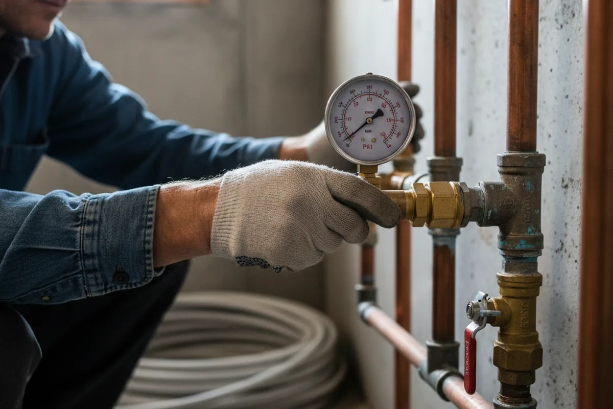 Pressure testing a repaired line during Water Line Repair in San Augustine